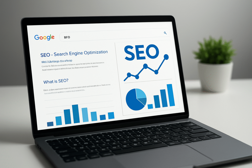 SEO Analytics on Desk Laptop